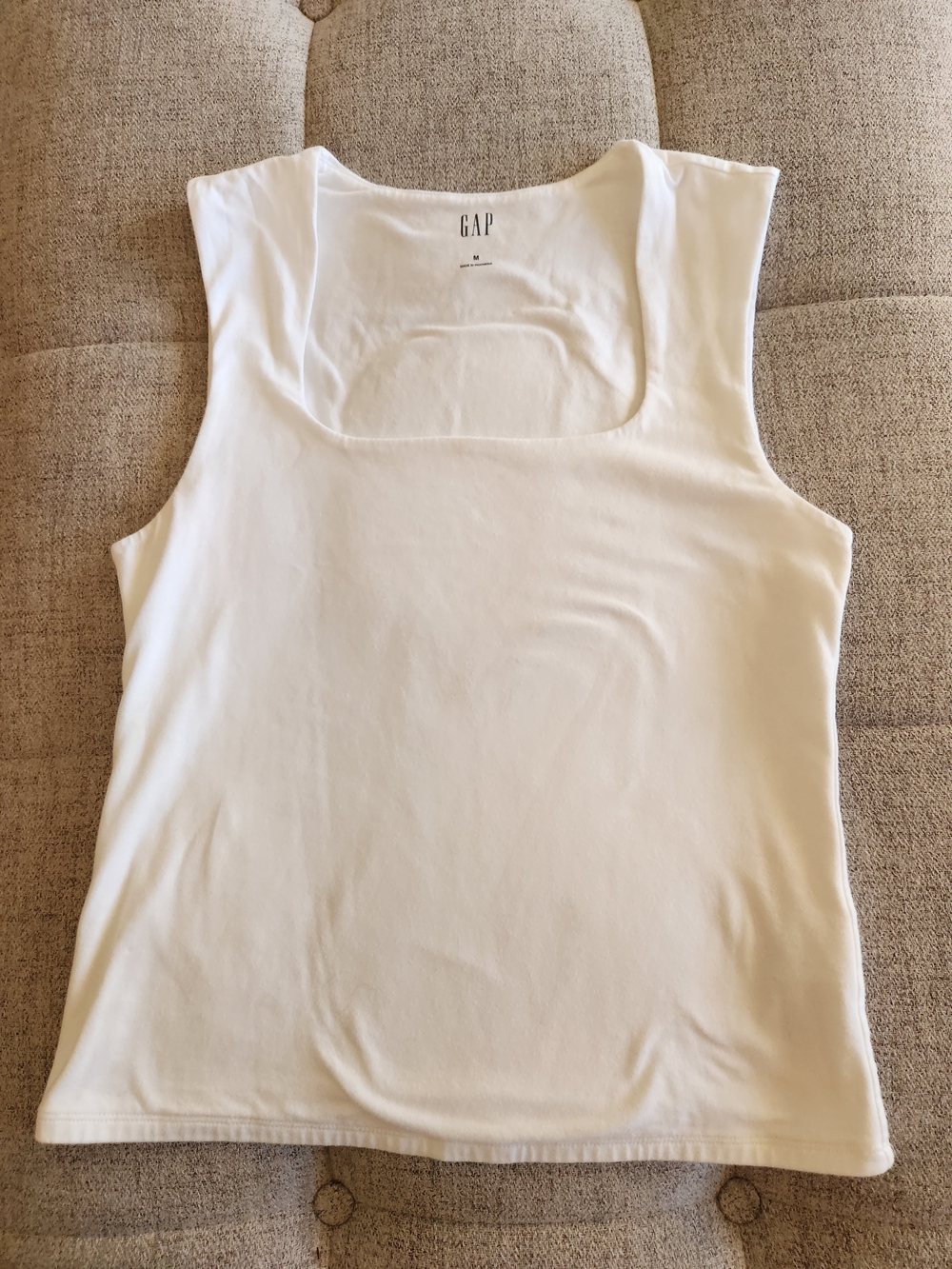 GAP White Square-Neck Ribbed Tank Size M